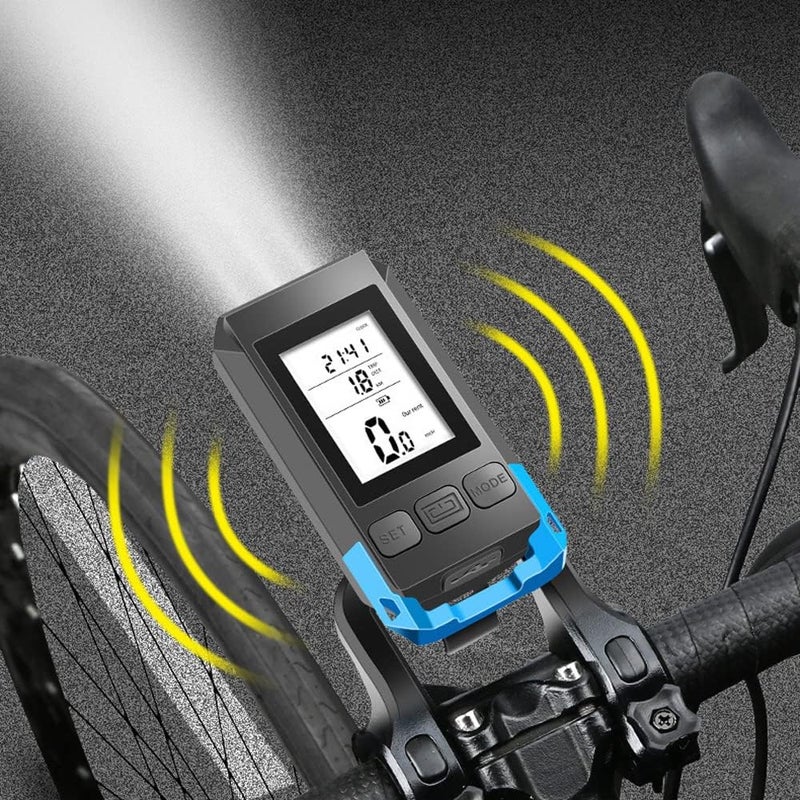 SIUKE USB Rechargeable Waterproof Bike Speedometer Multifunctional Bike Cycling Speedmeter Wireless Bicycle Speed Meter with Light and Horn USB Rechargeable Waterproof Bike Speedometer Full Screen - Image 3